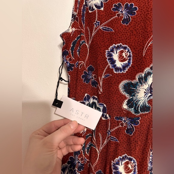 ASTR The Label Tie Front Floral Midi Dress Wine Red Burgundy Paisley Size Medium - Picture 7 of 7